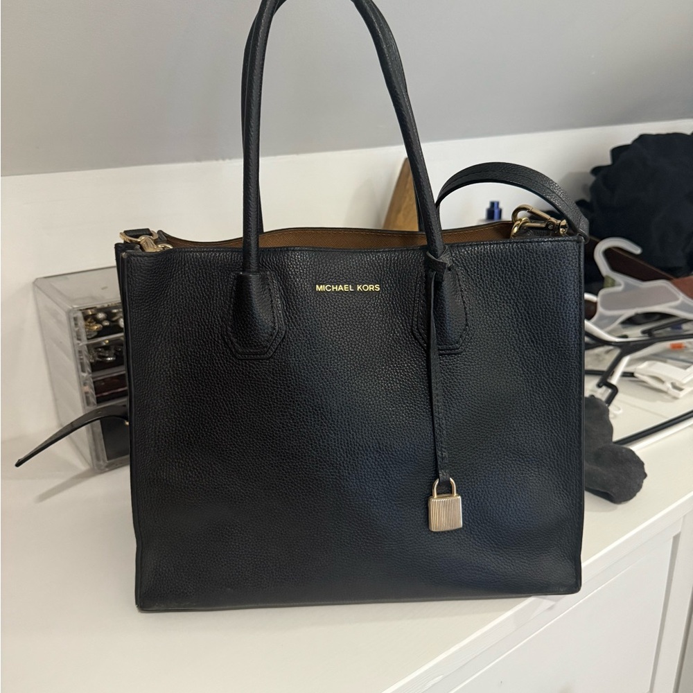 Michael Kors Black Tote with Gold Lock